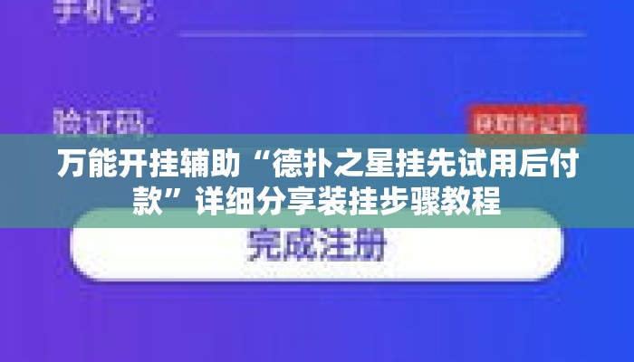 万能开挂辅助“德扑之星挂先试用后付款”详细分享装挂步骤教程
