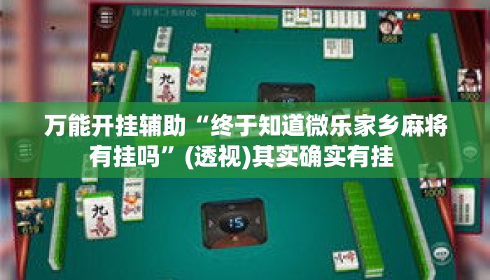 万能开挂辅助“终于知道微乐家乡麻将有挂吗	”(透视)其实确实有挂 