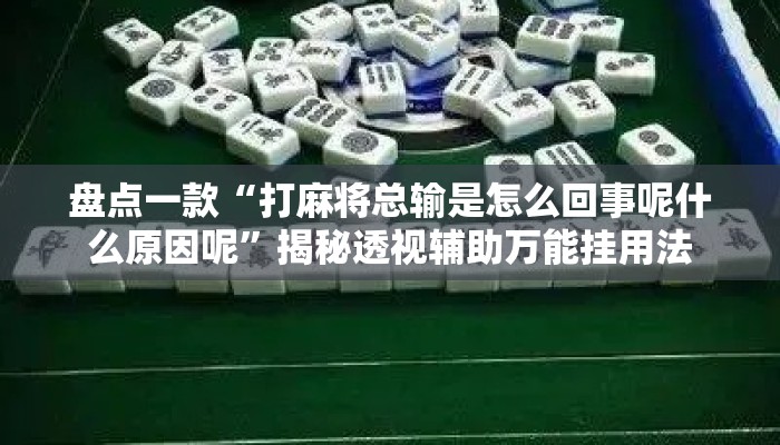 盘点一款“打麻将总输是怎么回事呢什么原因呢”揭秘透视辅助万能挂用法
