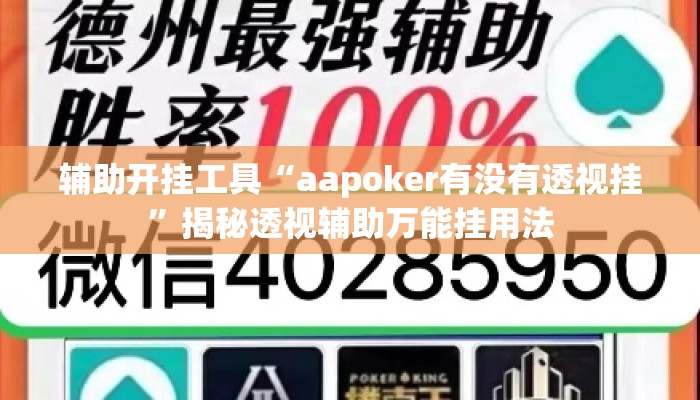 辅助开挂工具“aapoker有没有透视挂”揭秘透视辅助万能挂用法