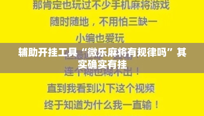 辅助开挂工具“微乐麻将有规律吗”其实确实有挂