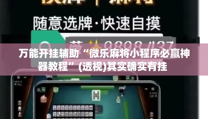 万能开挂辅助“微乐麻将小程序必赢神器教程	”(透视)其实确实有挂 