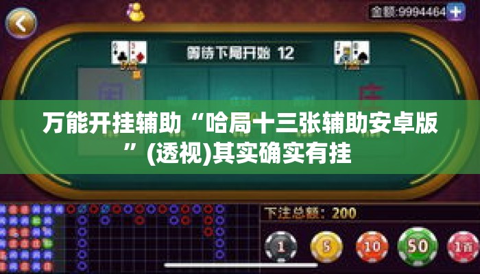 万能开挂辅助“哈局十三张辅助安卓版”(透视)其实确实有挂 