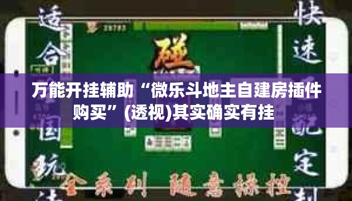 万能开挂辅助“微乐斗地主自建房插件购买”(透视)其实确实有挂 