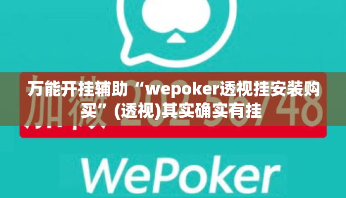 万能开挂辅助“wepoker透视挂安装购买”(透视)其实确实有挂 
