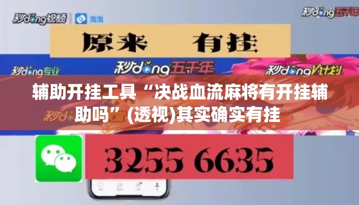 辅助开挂工具“决战血流麻将有开挂辅助吗	”(透视)其实确实有挂 