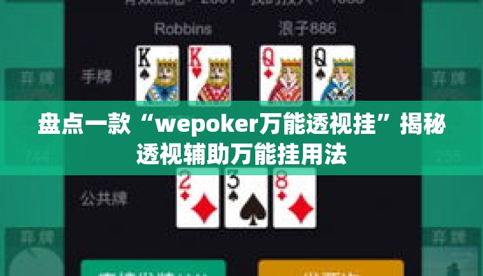 盘点一款“wepoker万能透视挂”揭秘透视辅助万能挂用法