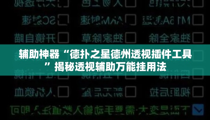 辅助神器“德扑之星德州透视插件工具”揭秘透视辅助万能挂用法