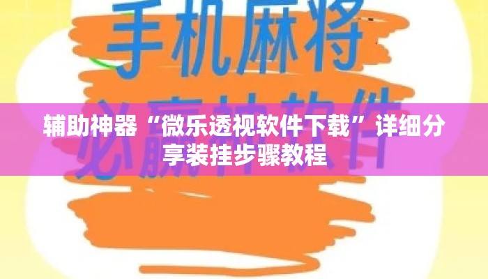 辅助神器“微乐透视软件下载”详细分享装挂步骤教程
