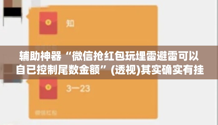 辅助神器“微信抢红包玩埋雷避雷可以自已控制尾数金额”(透视)其实确实有挂 
