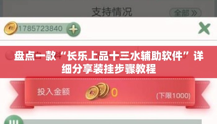 盘点一款“长乐上品十三水辅助软件”详细分享装挂步骤教程