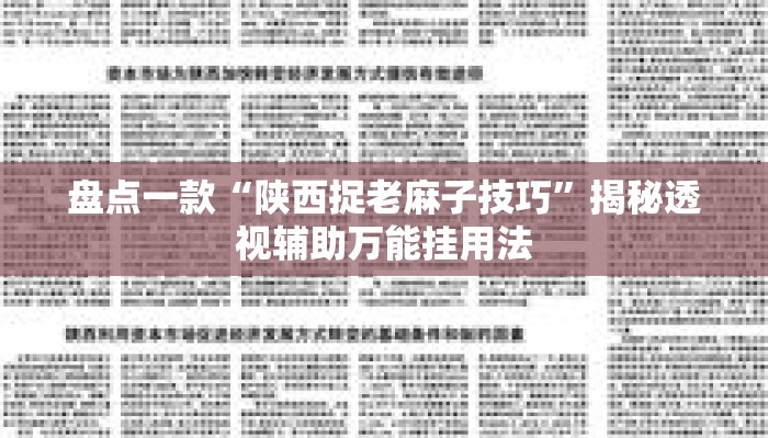 盘点一款“陕西捉老麻子技巧”揭秘透视辅助万能挂用法