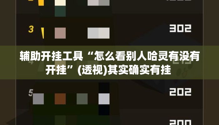 辅助开挂工具“怎么看别人哈灵有没有开挂”(透视)其实确实有挂 