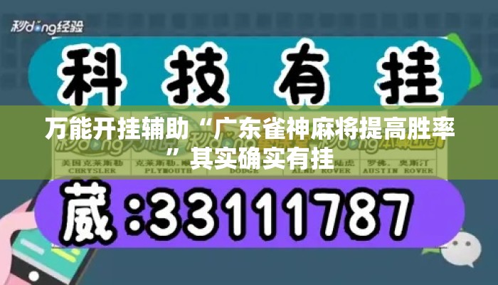 万能开挂辅助“广东雀神麻将提高胜率”其实确实有挂