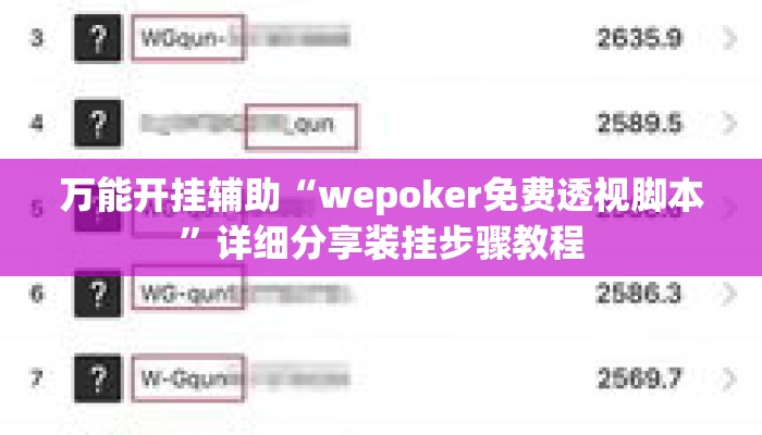 万能开挂辅助“wepoker免费透视脚本	”详细分享装挂步骤教程