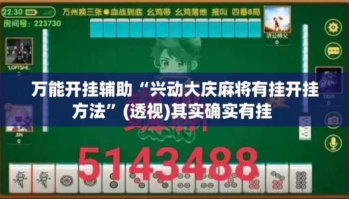 万能开挂辅助“兴动大庆麻将有挂开挂方法”(透视)其实确实有挂 