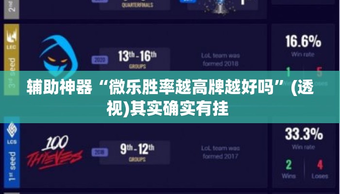 辅助神器“微乐胜率越高牌越好吗”(透视)其实确实有挂 