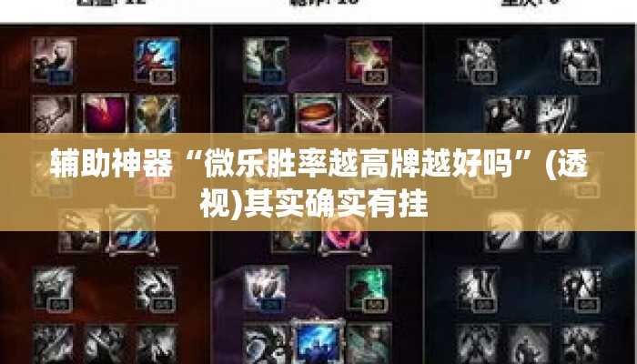 辅助神器“微乐胜率越高牌越好吗	”(透视)其实确实有挂 