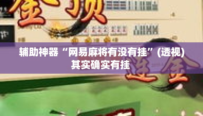辅助神器“网易麻将有没有挂”(透视)其实确实有挂 