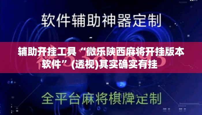 辅助开挂工具“微乐陕西麻将开挂版本软件”(透视)其实确实有挂 