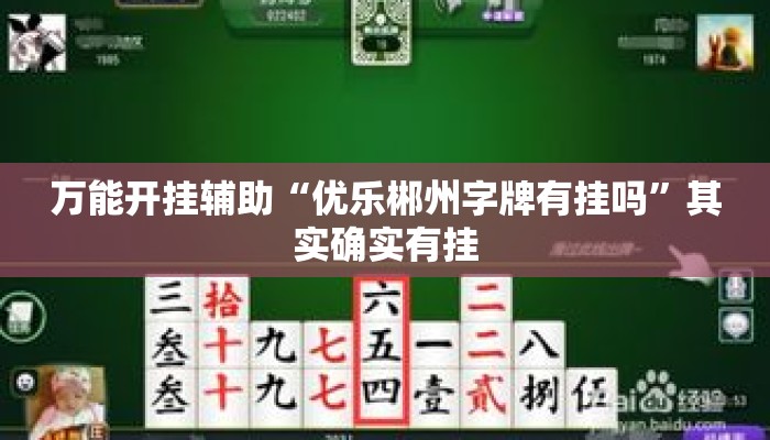 万能开挂辅助“优乐郴州字牌有挂吗”其实确实有挂