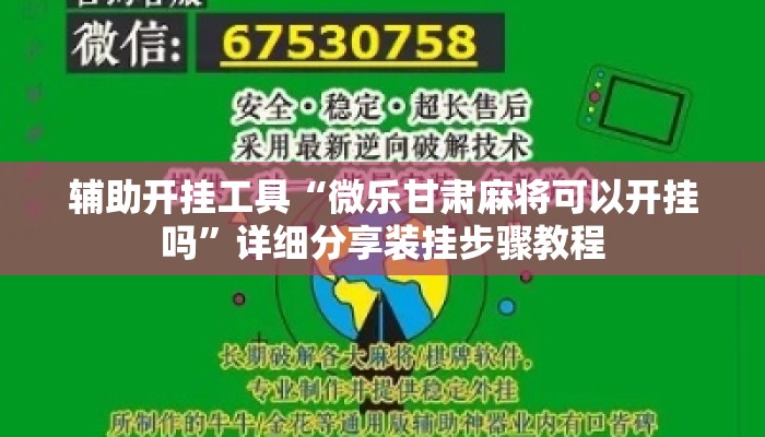 辅助开挂工具“微乐甘肃麻将可以开挂吗”详细分享装挂步骤教程