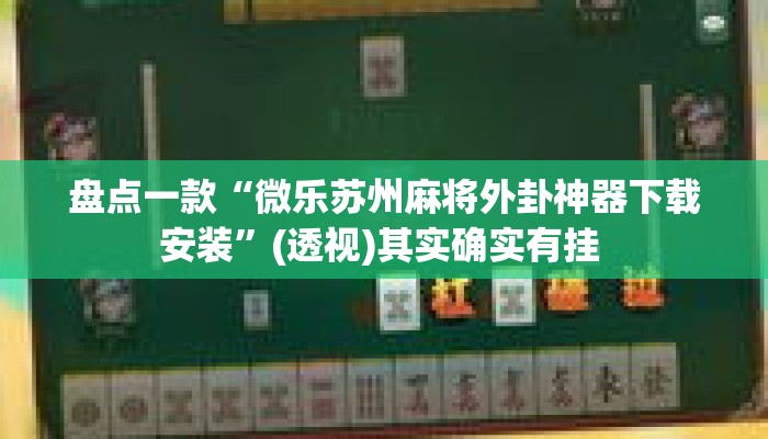 盘点一款“微乐苏州麻将外卦神器下载安装”(透视)其实确实有挂 
