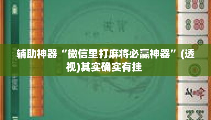 辅助神器“微信里打麻将必赢神器”(透视)其实确实有挂 