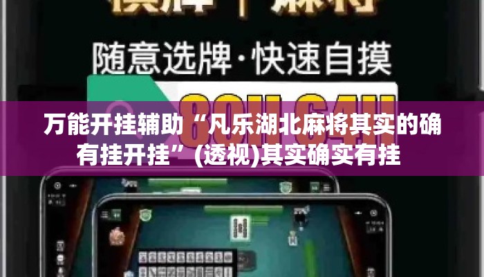 万能开挂辅助“凡乐湖北麻将其实的确有挂开挂”(透视)其实确实有挂 
