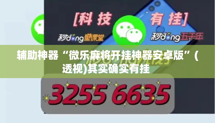 辅助神器“微乐麻将开挂神器安卓版”(透视)其实确实有挂 