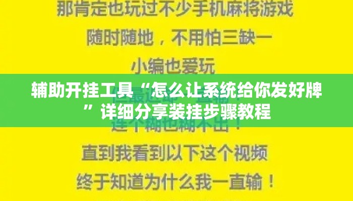 辅助开挂工具“怎么让系统给你发好牌”详细分享装挂步骤教程