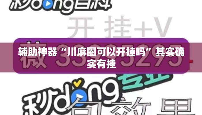 辅助神器“川麻圈可以开挂吗	”其实确实有挂