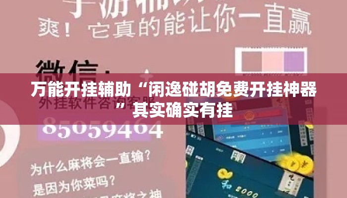 万能开挂辅助“闲逸碰胡免费开挂神器”其实确实有挂