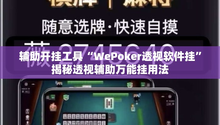 辅助开挂工具“WePoker透视软件挂	”揭秘透视辅助万能挂用法