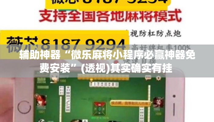 辅助神器“微乐麻将小程序必赢神器免费安装”(透视)其实确实有挂 