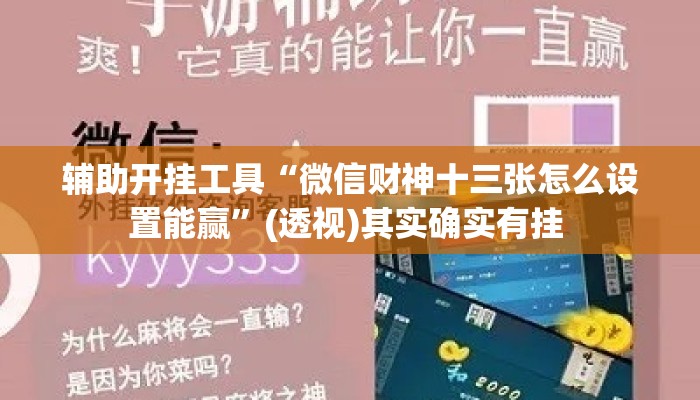 辅助开挂工具“微信财神十三张怎么设置能赢”(透视)其实确实有挂 