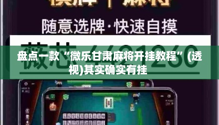 盘点一款“微乐甘肃麻将开挂教程”(透视)其实确实有挂 