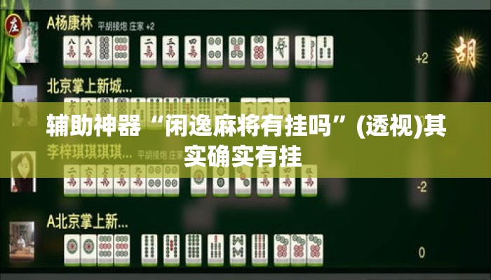 辅助神器“闲逸麻将有挂吗”(透视)其实确实有挂 