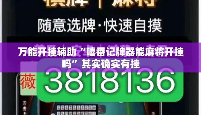 万能开挂辅助“嘻番记牌器能麻将开挂吗”其实确实有挂