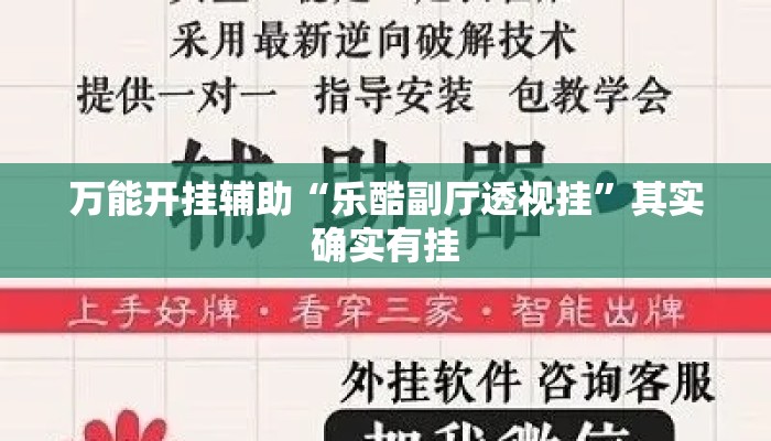 万能开挂辅助“乐酷副厅透视挂”其实确实有挂