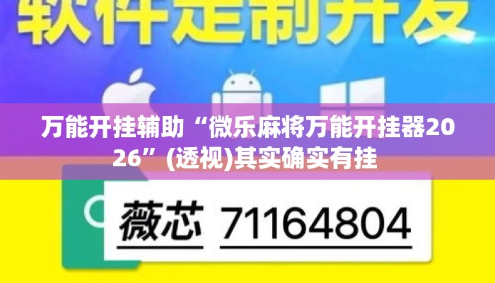 万能开挂辅助“微乐麻将万能开挂器2026”(透视)其实确实有挂 