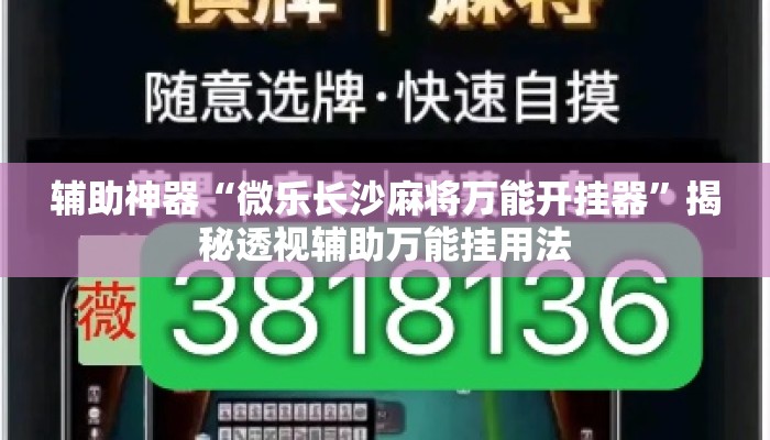 辅助神器“微乐长沙麻将万能开挂器	”揭秘透视辅助万能挂用法