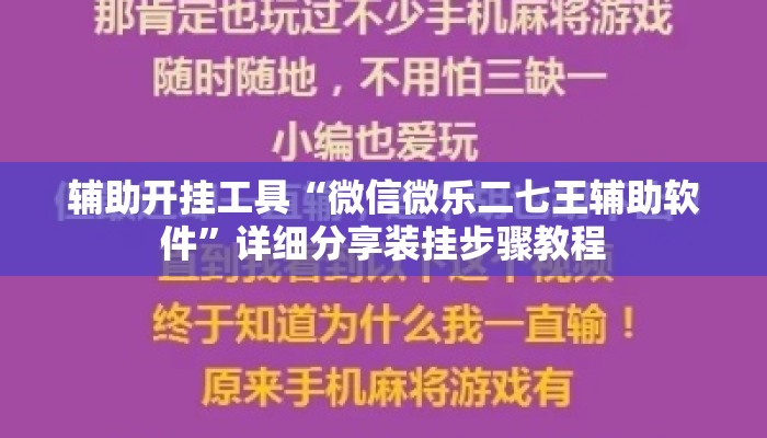 辅助开挂工具“微信微乐二七王辅助软件”详细分享装挂步骤教程