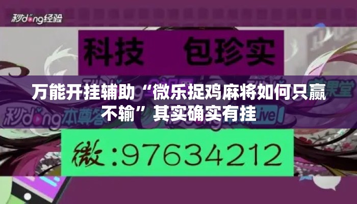 万能开挂辅助“微乐捉鸡麻将如何只赢不输”其实确实有挂