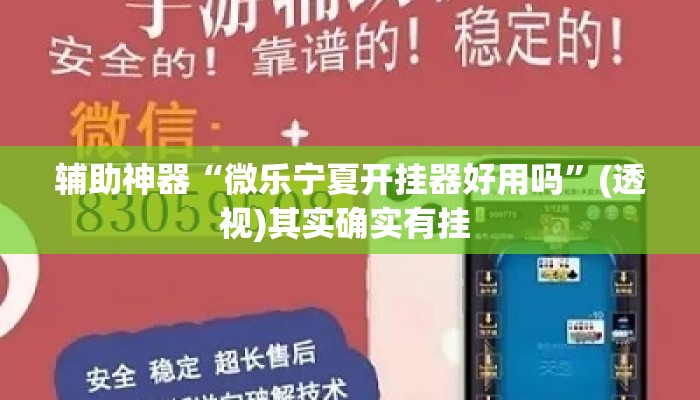 辅助神器“微乐宁夏开挂器好用吗”(透视)其实确实有挂 