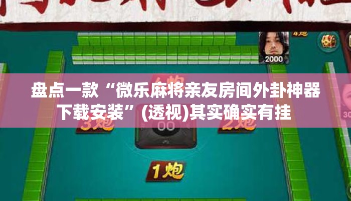 盘点一款“微乐麻将亲友房间外卦神器下载安装”(透视)其实确实有挂 