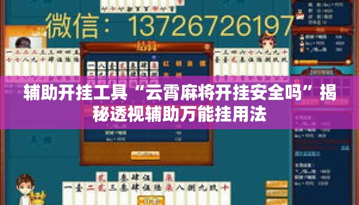 辅助开挂工具“云霄麻将开挂安全吗”揭秘透视辅助万能挂用法