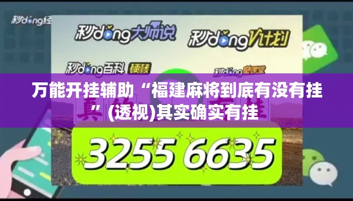 万能开挂辅助“福建麻将到底有没有挂”(透视)其实确实有挂 