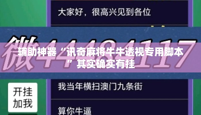 辅助神器“讯奇麻将牛牛透视专用脚本”其实确实有挂