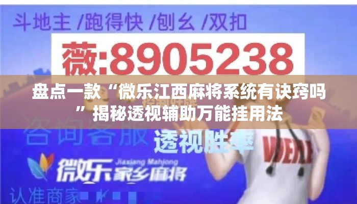 盘点一款“微乐江西麻将系统有诀窍吗	”揭秘透视辅助万能挂用法